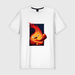 Мужская футболка хлопок Slim Кальцифер из Ходячего замка 