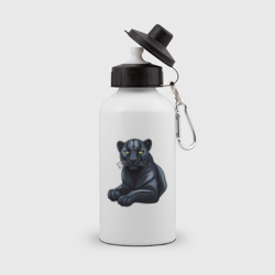 Бутылка спортивная Черная пантера нарисованная