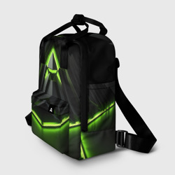 Рюкзак с принтом Green black nvidia style для женщины, вид спереди №2. Цвет основы: белый