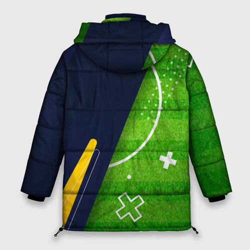 Женская зимняя куртка 3D с принтом Hoffenheim football field, вид сзади #1
