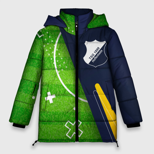 Женская зимняя куртка 3D с принтом Hoffenheim football field, вид спереди #2