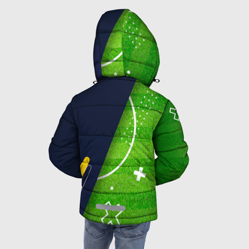 Зимняя куртка для мальчиков 3D с принтом Hoffenheim football field, вид сзади #2
