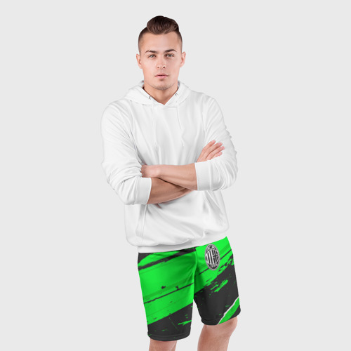 Мужские шорты спортивные AC Milan sport green, цвет 3D печать - фото 5