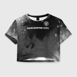 Женская футболка Crop-top 3D Manchester City sport на темном фоне посередине