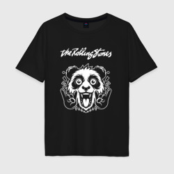 Мужская футболка хлопок Oversize Rolling Stones rock panda