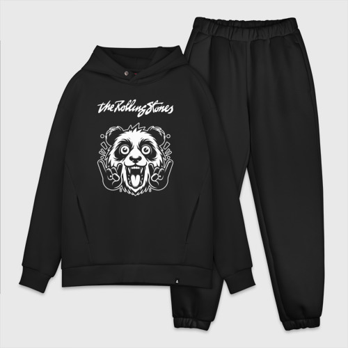 Мужской костюм oversize хлопок Rolling Stones rock panda, цвет черный