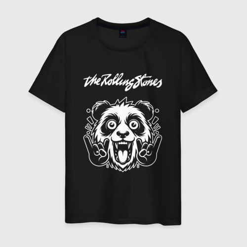 Мужская футболка хлопок Rolling Stones rock panda, цвет черный