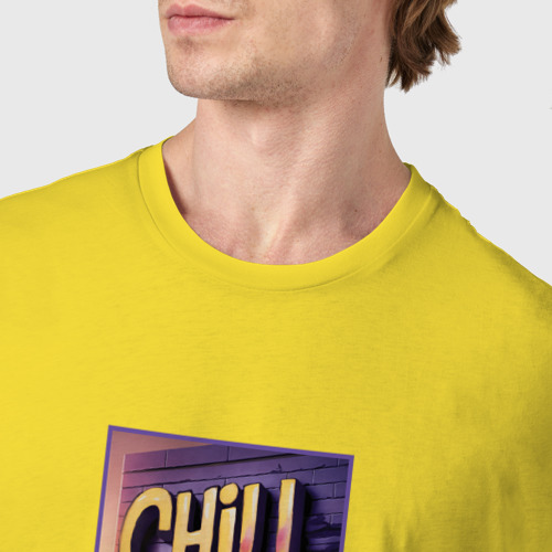 Мужская футболка хлопок Chill and relax, цвет желтый - фото 6