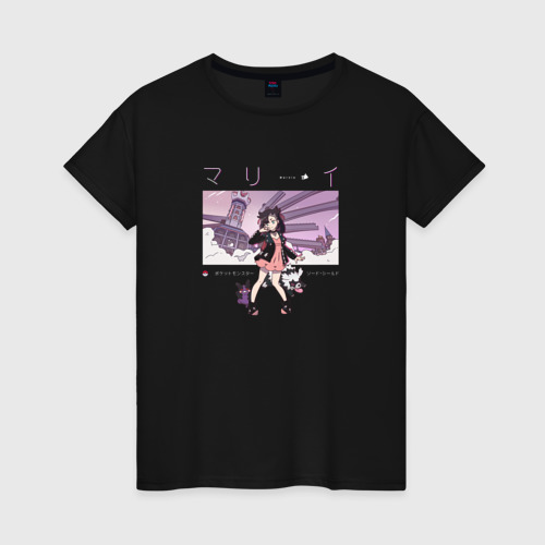 Женская футболка хлопок Марни - Pokemon Sword and Shield, цвет черный