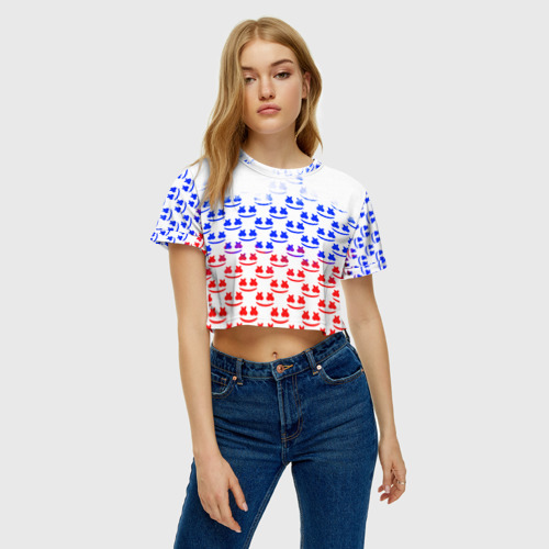 Женская футболка Crop-top 3D Marshmello russia color, цвет 3D печать - фото 3