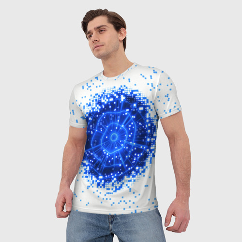 Мужская футболка 3D Поврежденный пиксельный скин - дыра, цвет 3D печать - фото 3