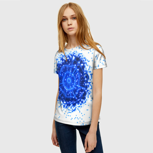 Женская футболка 3D с принтом Поврежденный цифровой скин - дыра, фото на моделе #1