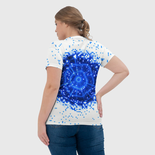 Женская футболка 3D с принтом Поврежденный цифровой скин - дыра, вид сзади #2