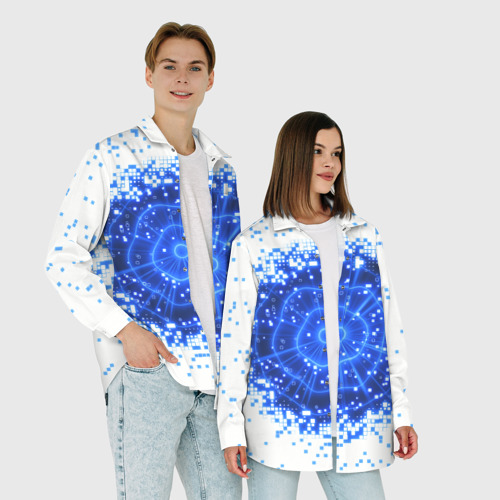 Мужская рубашка oversize 3D с принтом Поврежденный цифровой скин - дыра, фото #4
