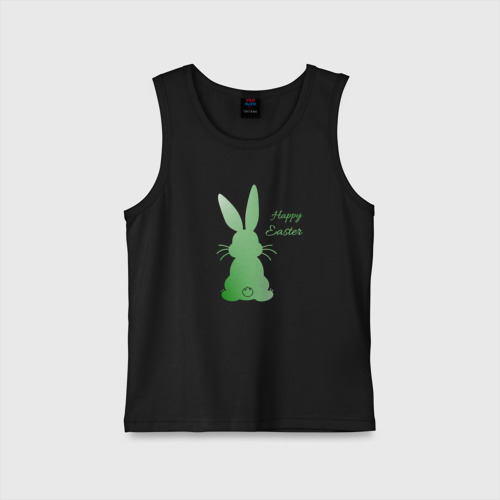 Детская майка хлопок Пасхальный кролик зеленый градиент, цвет черный