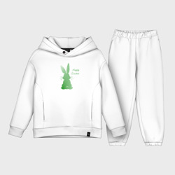Детский костюм хлопок Oversize Пасхальный кролик зеленый градиент