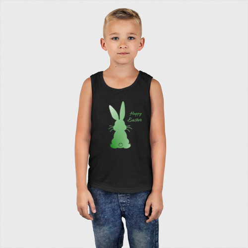 Детская майка хлопок Пасхальный кролик зеленый градиент, цвет черный - фото 5
