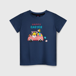 Детская футболка хлопок Пасхальный гном на машинке