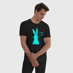 Мужская пижама хлопок Пасхальный кролик бирюзовый - фото 2