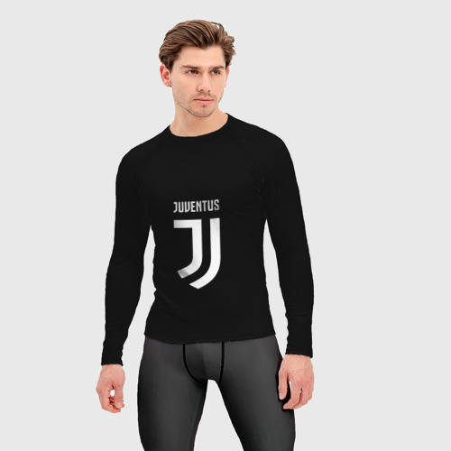 Мужской рашгард 3D Juventus sport fc белое лого, цвет 3D печать - фото 3