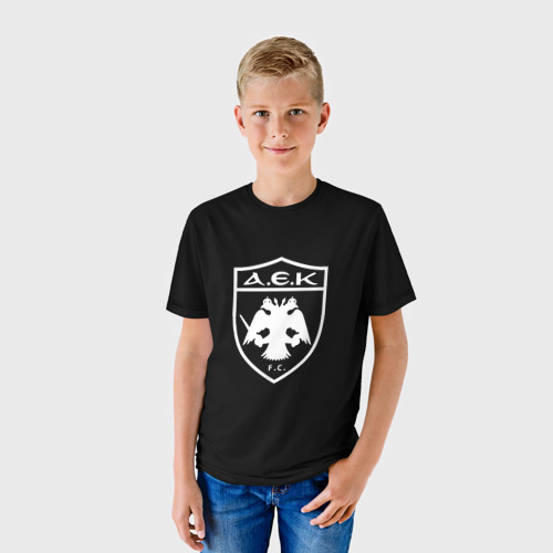 Детская футболка 3D AEK fc белое лого, цвет 3D печать - фото 3