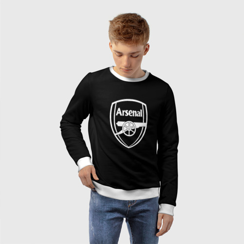 Детский свитшот 3D Arsenal fc белое лого, цвет 3D печать - фото 3