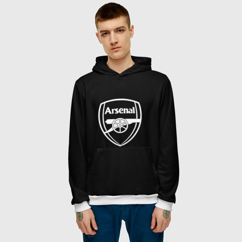 Мужская толстовка 3D Arsenal fc белое лого, цвет белый - фото 3