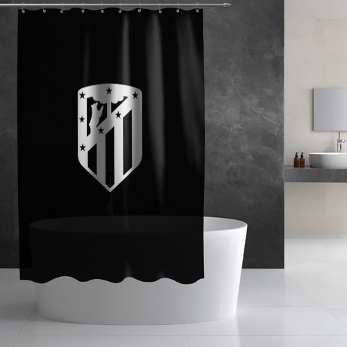 Штора 3D для ванной Атлетико Мадрид белое лого фк - фото 3