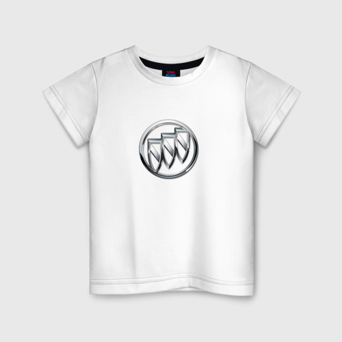 Детская футболка из хлопка с принтом Buick logo металик, вид спереди №1