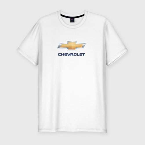 Мужская футболка приталенная из хлопка с принтом Chevrolet авто бренд, вид спереди №1