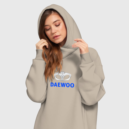 Платье-худи хлопок Daewoo sport auto logo, цвет миндальный - фото 3