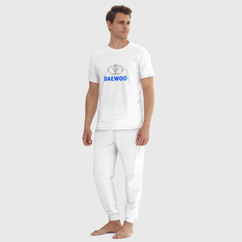 Мужская пижама хлопок с принтом Daewoo sport auto logo, вид сбоку #3