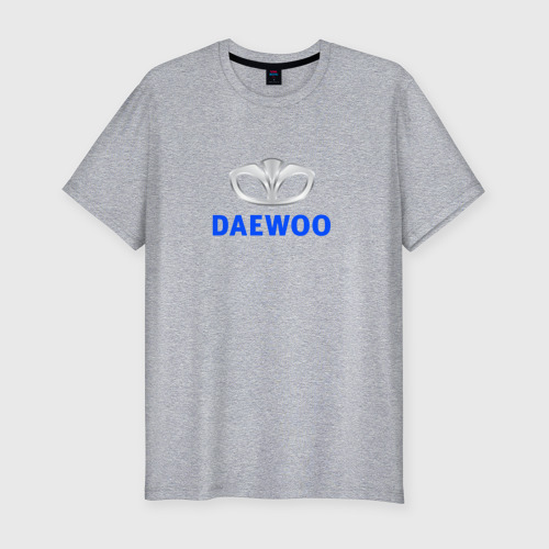 Мужская футболка хлопок Slim Daewoo sport auto logo, цвет меланж