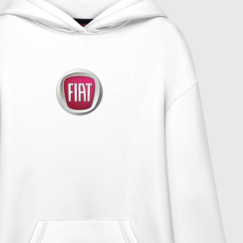 Худи SuperOversize хлопок FIAT sport auto logo, цвет белый - фото 3