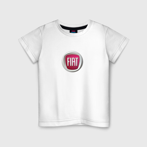 Детская футболка из хлопка с принтом FIAT sport auto logo, вид спереди №1