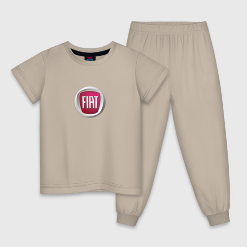 Детская пижама хлопок с принтом FIAT sport auto logo, вид спереди #2