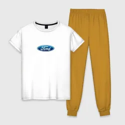 Женская пижама с белой футболкой хлопок FORD авто спорт лого