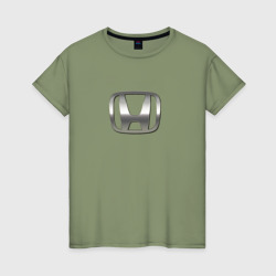 Honda logo auto grey – Женская футболка хлопок с принтом купить со скидкой в -20%