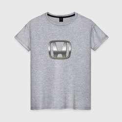 Женская футболка хлопок Honda logo auto grey