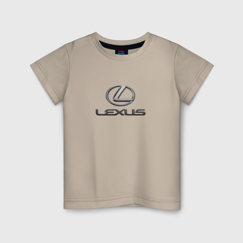 Детская футболка хлопок с принтом Lexus авто бренд лого, вид спереди #2