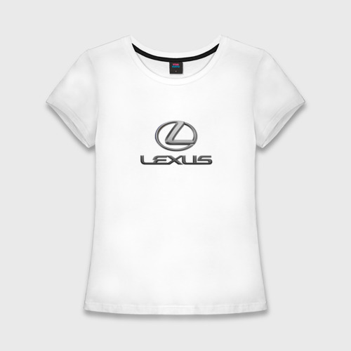 Женская футболка хлопок Slim Lexus авто бренд лого, цвет белый