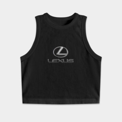 Женская укороченная майка-топ хлопок Lexus авто бренд лого