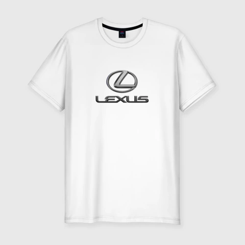 Мужская футболка хлопок Slim с принтом Lexus авто бренд лого, вид спереди #2