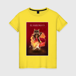 Женская футболка хлопок Фламяуко: танцующая кошка