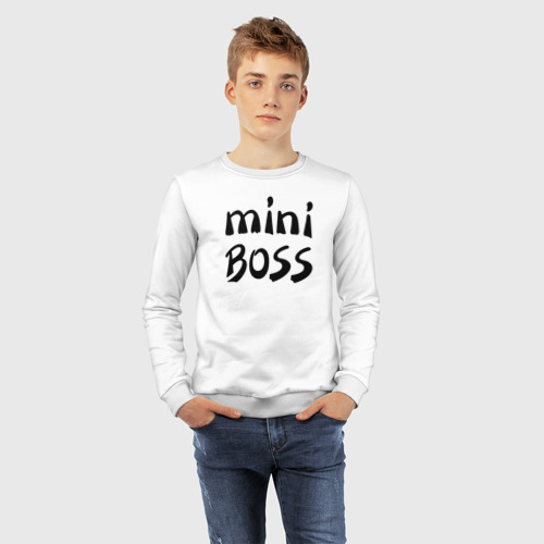 Детский свитшот хлопок Mini boss, цвет белый - фото 7