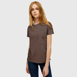 Женская футболка 3D Абстракция порезы коричневый - фото 2
