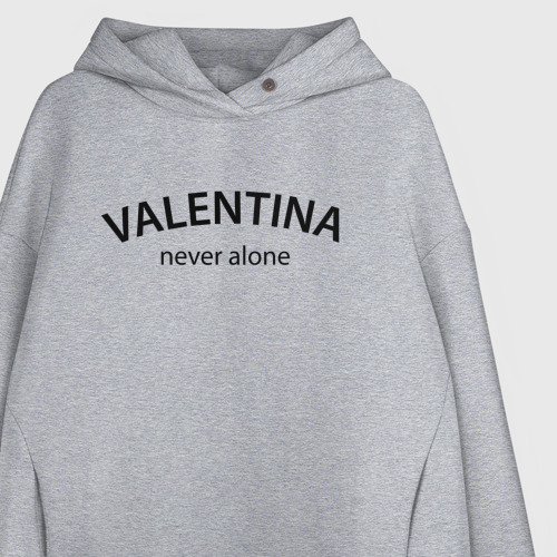 Женское худи Oversize хлопок Valentina never alone - motto, цвет меланж - фото 3