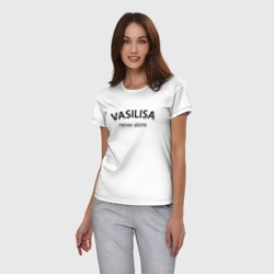 Женская пижама с белой футболкой хлопок Vasilisa never alone - motto - фото 2
