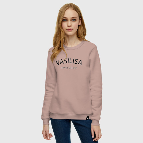 Женский свитшот хлопок Vasilisa never alone - motto, цвет пыльно-розовый - фото 3