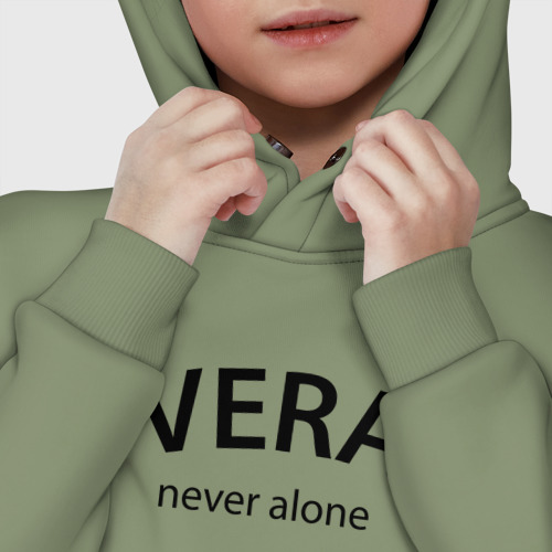 Детское худи Oversize хлопок Vera never alone - motto, цвет авокадо - фото 7